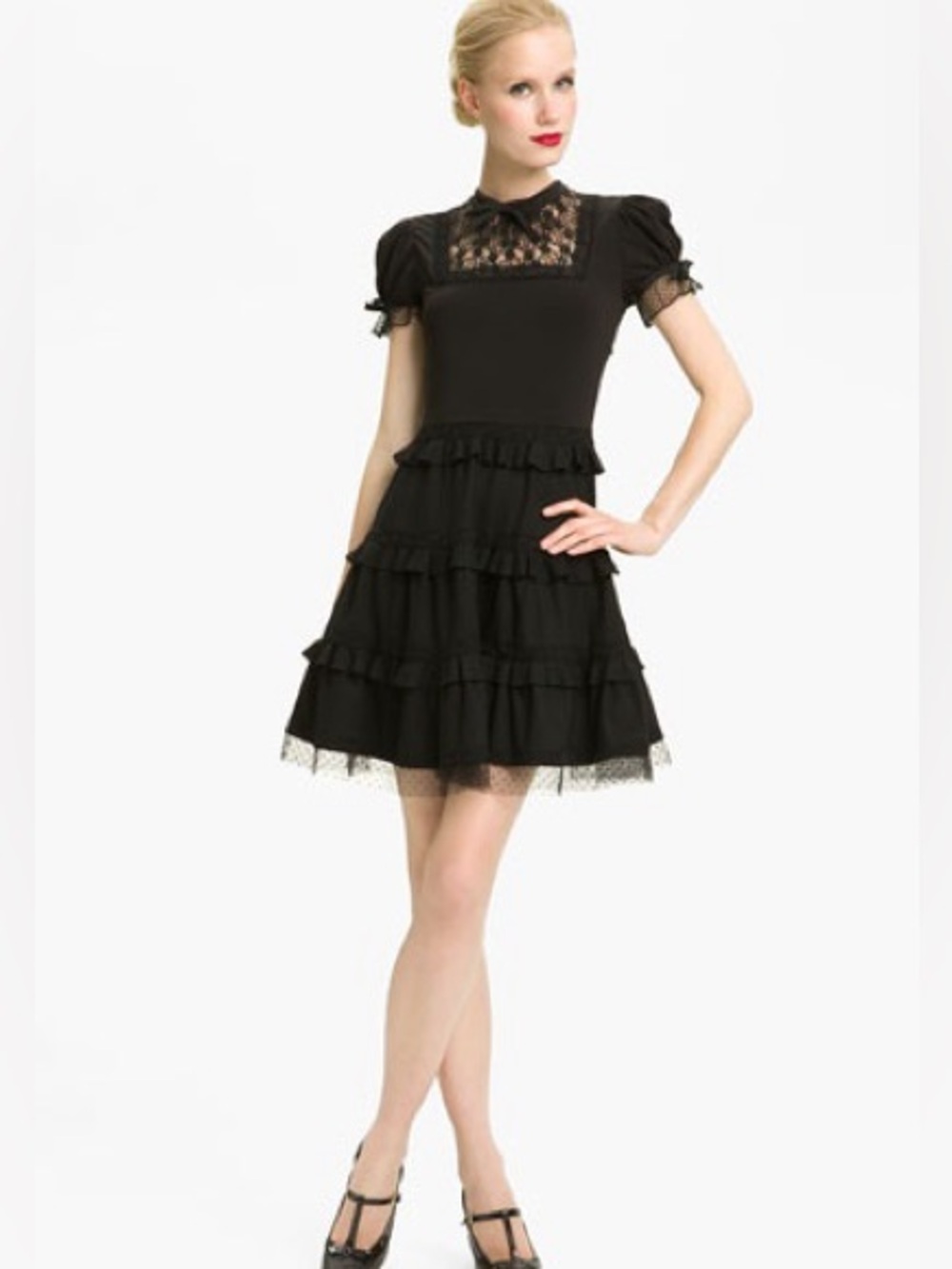 Vintage RED Valentino Black Ruffle Dress | Size L